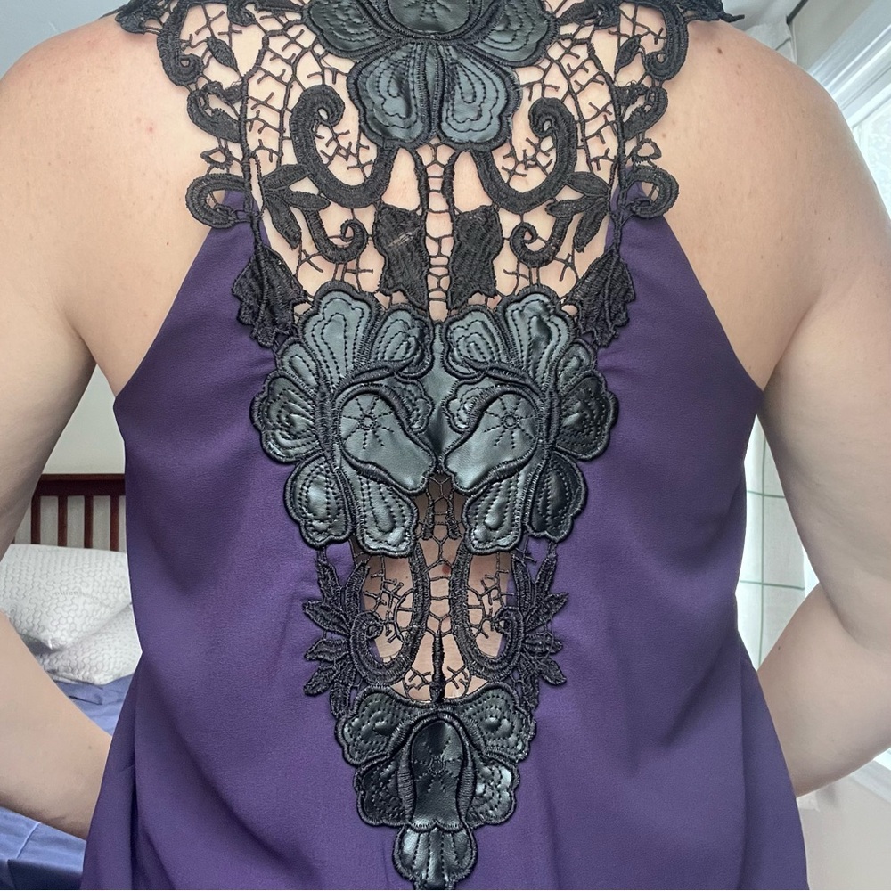Brixon Ivy Purple Top with Black Lace Accent